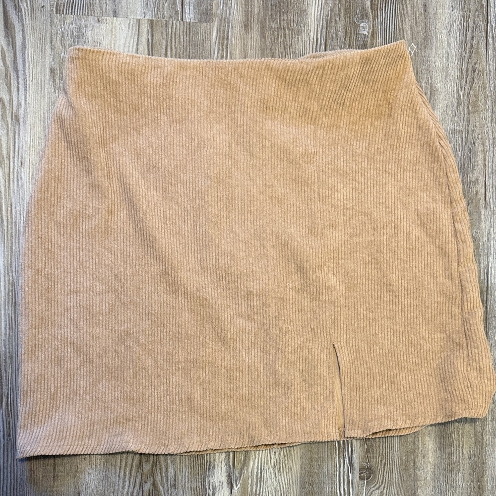 SHEIN Tan Ribbed Pencil Skirt